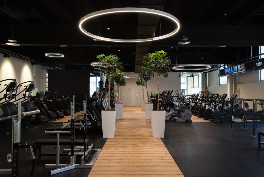 Beleuchtung moderne Deckenleuchter 2fit Fitnessstudio Bressan Lighting